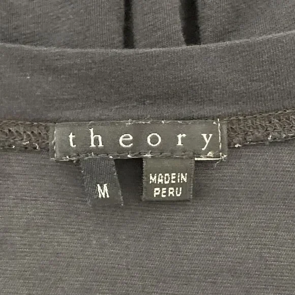 Theory Shirt Women's M Black Long Sleeve Round Neck Tee Black Cotton Blend Basic - Picture 3 of 5